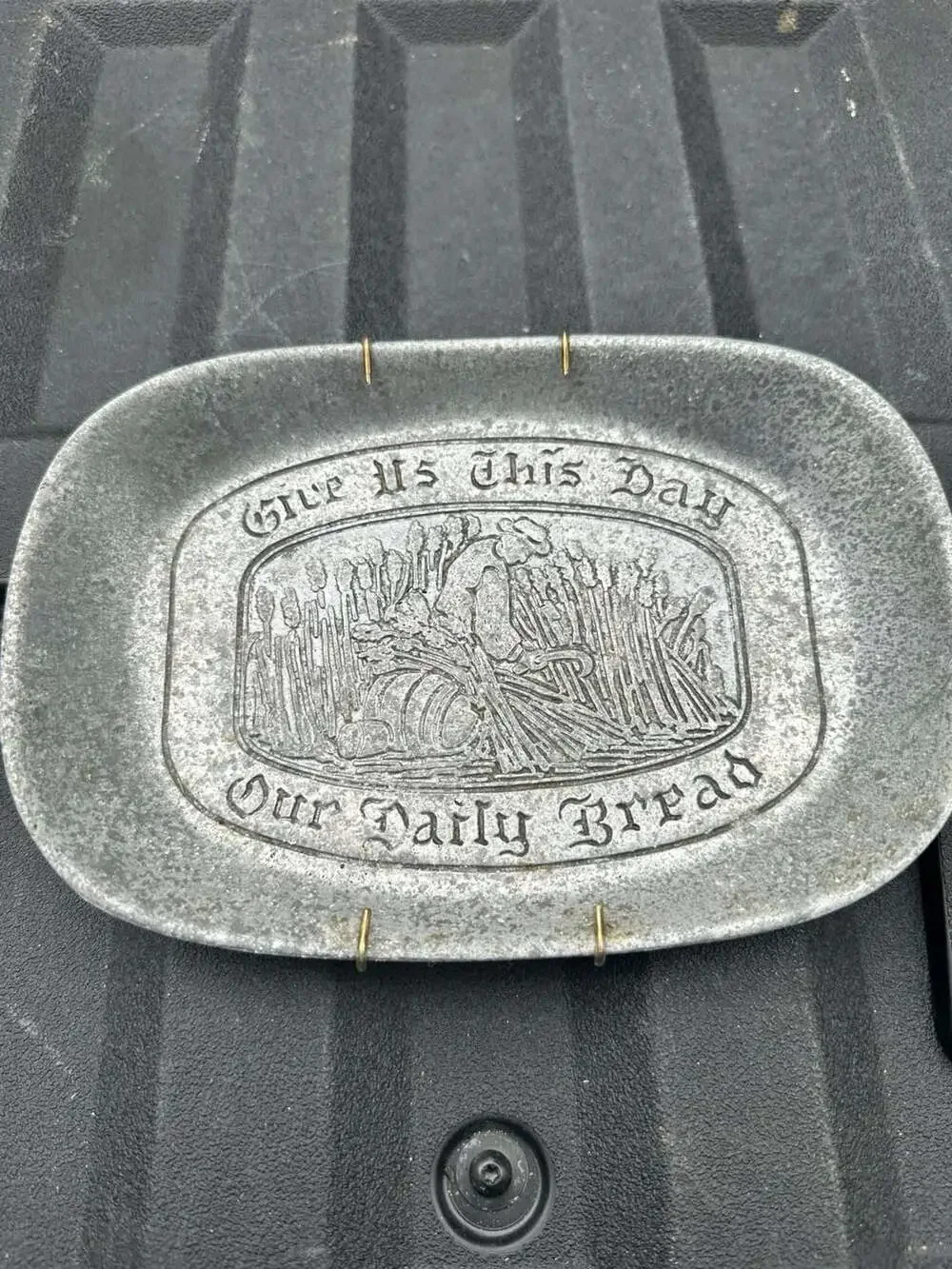 C.C. Campbell Vintage Pewter 'Give Us This Day Our Daily Bread' Serving Tray